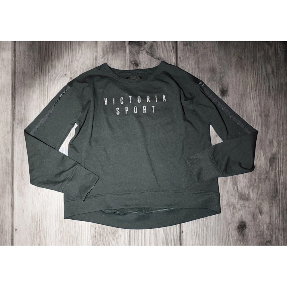 Victoria Sport Women Sweatshirt L Black Activewear Logo‎ Long Sleeve